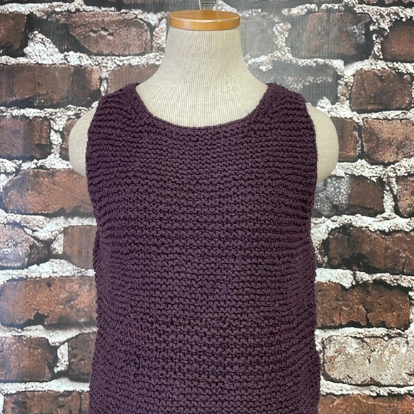 Fenn Wright Manson Vest Women's L Large Purple Crochet Cotton Ribbon - Picture 7 of 15